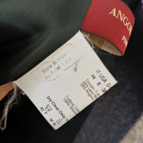 Boutique Italy Black Chevron Wool Angora Blend Coat Jacket - Picture 9 of 14